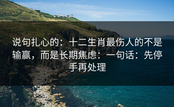 说句扎心的：十二生肖最伤人的不是输赢，而是长期焦虑：一句话：先停手再处理