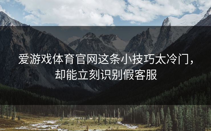 爱游戏体育官网这条小技巧太冷门，却能立刻识别假客服